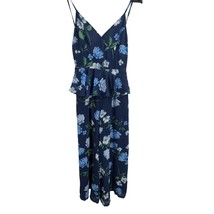 Yumi Kim Blue Floral Jumpsuit Lightweight Sleeveless Peplum XS New - £51.61 GBP