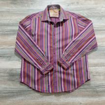 Robert Graham Mens Long Sleeve Shirt Large Designer Flip Cuff Embroidere... - $46.48
