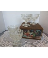 VTG INDIANA GLASS MOUNT VERNON 0558 FOUR 6OZ SHERBET GLASSES CLEAR WITH BOX - $33.87 CAD