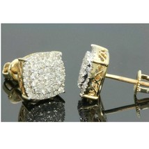 Mens Ladies 14K Yellow Gold Plated Simulated Diamond Pave Stud Earrings 0.50 Ct - £66.45 GBP