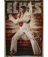 Elvis Presley Affiche Rouge Fond Blanc Suit - $44.99