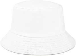 Bucket Hat Reversible Outdoor Beach Summer Cap for Women Men (White) - £9.04 GBP