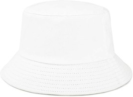 Bucket Hat Reversible Outdoor Beach Summer Cap for Women Men (White) - £9.11 GBP