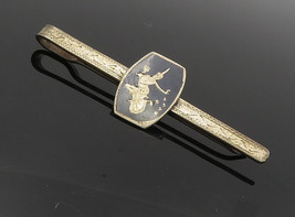 SIAM 925 Sterling Silver - Vintage Black Enamel Niello Dancer Tie Clip -... - £41.77 GBP