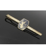 SIAM 925 Sterling Silver - Vintage Black Enamel Niello Dancer Tie Clip -... - £42.32 GBP
