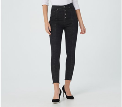 Du Jour High Rise Jeggings with Faux Button Fly (Medium Grey, Petite 6) A374144 - £27.84 GBP