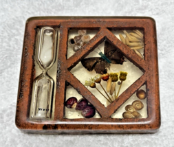 1970's Lucite Egg Timer Butterfly Dried Flowers Beans 3.5 x3 x 3/4 inches - $16.34