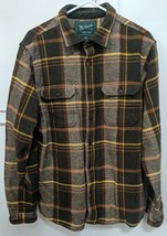 Vtg WOOLRICH Green Label Men&#39;s Brown &amp; Yellow Fall Plaid Flannel Shirt J... - $28.81