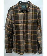 Vtg WOOLRICH Green Label Men&#39;s Brown &amp; Yellow Fall Plaid Flannel Shirt J... - $40.41 CAD