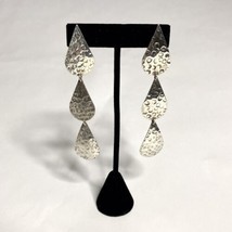 Hammered 925 Sterling Silver Teardrop Earrings Handmade Boho Dangle Jewelry 4” - £52.20 GBP