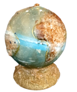 Vintage MCM Large Earth Globe Candle Unburnt Large Size 5&quot; Diameter - $60.36 CAD