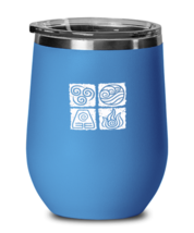 Inspirational Wine Glass Avatar Elements Square, Water Earth Fire Air Blue-WG  - £21.06 GBP