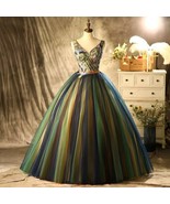 Green Quinceanera Dresses Luxury Lace Party Dress Sleeveless V-neck Ball... - £479.00 GBP