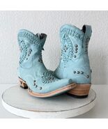 Lane COSSETTE Womens Cowboy Bootie 7.5 Blue Cowgirl Western Short Ankle ... - $292.05