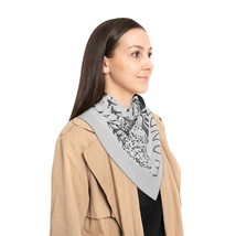 Black and White &quot;Wander More&quot; Illustrated Mountain Range Scarf - £19.76 GBP+