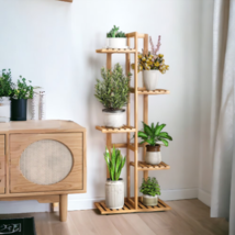 Bamboo Plant Stand For Indoor Outdoor Plants Corner Plant Shelf Flower S... - $58.99