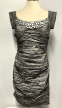 Alex Evenings Gray Embellished Cap Sleeve Fitted Cocktail Dress Size 8 - $18.99