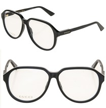 GUCCI Authentic 1036 Black Logo Pilot Eyeglasses GG1036O Optical frame 001 58mm - $286.11