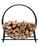 30&quot; Tubular Steel Log Hoop Firewood Storage Rack Holder Carrier Round Di... - $73.99