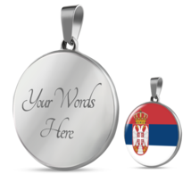Serbia Flag Necklace Circle Pendant Stainless Steel or 18k Gold 18-22&quot; - £33.83 GBP+