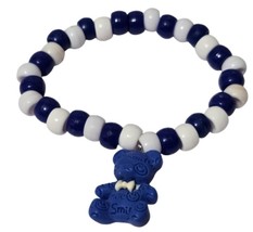 Handmade Women Blue White Beads Fashion Bracelet with Smile Bear Charm -... - $4.94