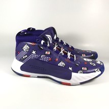Adidas DAME 5 Basketball Shoes Purple LE Print Red White EG2317 Mens Siz... - £71.84 GBP