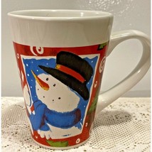Christmas Mug Lovett Snowman Red Stoneware Kids Cocoa Tea Coffee Cider E... - $9.89