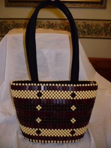 Gorgeous African Hand Made Wood Beaded Purse Made in Kenya Medium Size  - $58.04