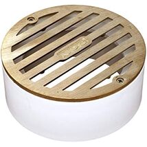 NDS 910B 4&quot; Round Solid Grate with PVC Collar, Satin Brass 3 Pipe &amp; 4 in... - $30.64
