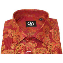 Men's Silky Paisley Floral Shirt By JT Milano AVM Turkey Slim Fit 600-28 Rust image 4