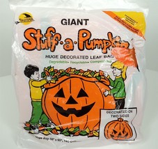 VTG 1990 Sunhill Giant Stuff-A Pumpkin Jack-O-Lantern Leaf Bag - 2-Sided... - $12.57