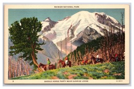 Saddle Horse Party Mt Rainier National Park Washington UNP Linen Postcard S25 - £2.33 GBP