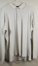 Nautica Polo Shirt Mens Size XL White Geo Print Knit Long Sleeve Slit Pullover - £12.19 GBP