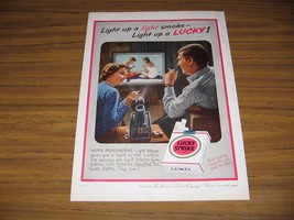 1958 Print Ad Lucky Strike Cigarettes Couple Watch Home Movies Smoke Luc... - £7.59 GBP