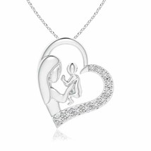 Authenticity Guarantee 
ANGARA Diamond Heart Mother &amp; Baby Pendant Necklace i... - £412.16 GBP