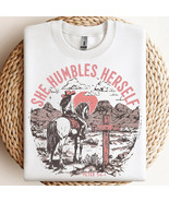 She humbles herself PNG, Christian Cowgirl Shirt PNG, Retro Western Fait... - $2.50