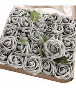 Artificial Rose Flower Heads, 50 Pcs Real Looking Foam Fake Roses with S... - $21.55