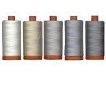 Aurifil 50wt Thread, Large 1422 Yard Spools (5 Spools, White, Beige, 3 G... - £51.19 GBP