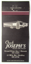 Chuck Joseph&#39;s Restaurant - Detroit &amp; Berkley Michigan 30 Strike Matchbook Cover - £1.38 GBP