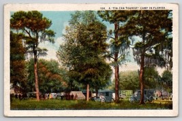 A Tin Can Tourist Camp In Florida Automobiles Tents People Postcard T5 - $7.95