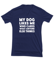 Dog Lover TShirt My Dog Likes Me Navy-V-Tee  - £18.14 GBP