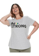 Plus Size Family Fun &quot;Be Strong&quot; Rainbow Pride Graphic Tee Shirt Gray Si... - £6.61 GBP