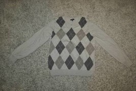 Mens Sweater Croft &amp; Barrow Beige Long Sleeve Argyle Vneck Lightweight $45-sz XL - £17.16 GBP