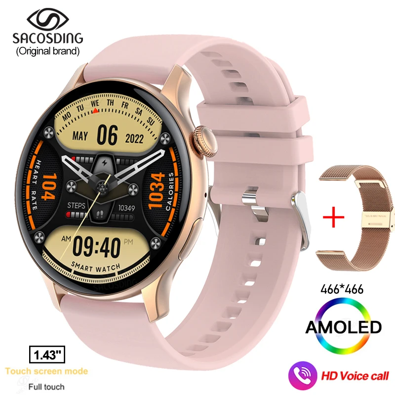 Bluetooth Call Women Smart Watch AMOLED Full Touch Fitness IP68 Waterpro... - £78.44 GBP