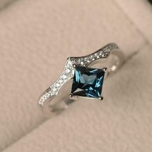 2Ct Princess Cut London Blue Topaz Engagement Ring 14K White Gold Plated - £111.90 GBP