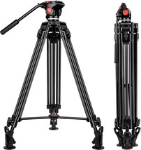 Video Tripod, 72 Inch Professional Heavy Duty Tripod With 360 Degree Fluid Head - £124.69 GBP