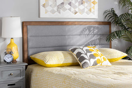 Nata Light Gray Fabric Upholstered and Walnut Brown Full Size Headboard - $2,308.83 MXN