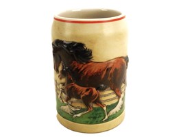 Budweiser Clydesdales Stein, &quot;Mare and Foal&quot;, 1988, Ceramarte, Made in Brazil - £11.29 GBP