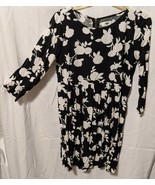 Old Navy Women’s Dress Black &amp; White Floral Print Long Sleeve, petite small - $29.69