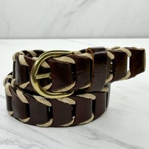 Tito Roni Vintage Brown Genuine Leather Woven Belt Size XS Made in Italy - $16.82